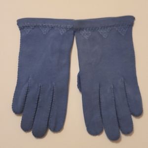VINTAGE GLOVES BLUE COTTON HAND STITCHING SIZE 5 1/2 - 6/XS NWOT
